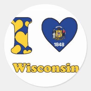 I Liebe Wisconsin Runder Aufkleber