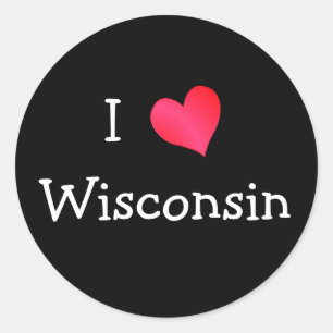 I Liebe Wisconsin Runder Aufkleber
