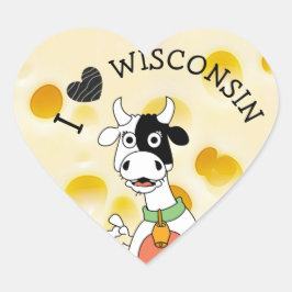 I Liebe Wisconsin Schweizer Käse- und Kuhkleber Herz-Aufkleber