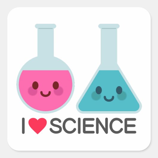 I LIEBE WISSENSCHAFT QUADRATISCHER AUFKLEBER (Vorderseite)