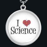 I Liebe-Wissenschaft Versilberte Kette<br><div class="desc">Wissenschaft des Herzens I. Ein Herz mit einem Atommodell,  das um es eingewickelt wird,  macht ein großes Geschenk für einen Wissenschaftler.</div>