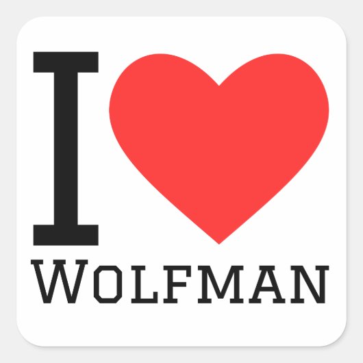 I Liebe Wolfman Quadratischer Aufkleber (Vorderseite)
