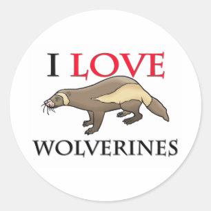 I Liebe Wolverines Runder Aufkleber