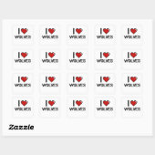 I Liebe Wolves Digital Design Quadratischer Aufkleber (Blatt)