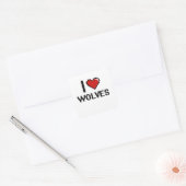 I Liebe Wolves Digital Design Quadratischer Aufkleber (Umschlag)