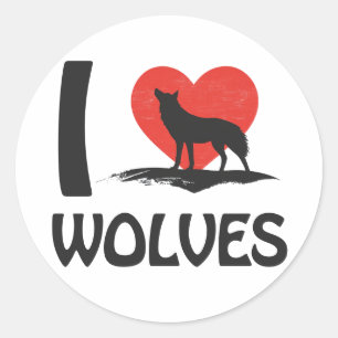 I Liebe Wolves Runder Aufkleber