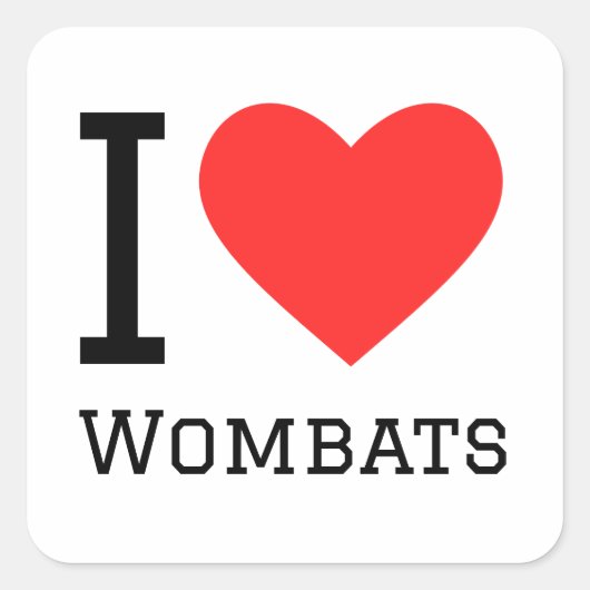 I Liebe Wombats Quadratischer Aufkleber (Vorderseite)
