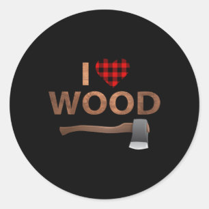 I Liebe Wood Lumberjack Heart Halloween-Party Gesc Runder Aufkleber
