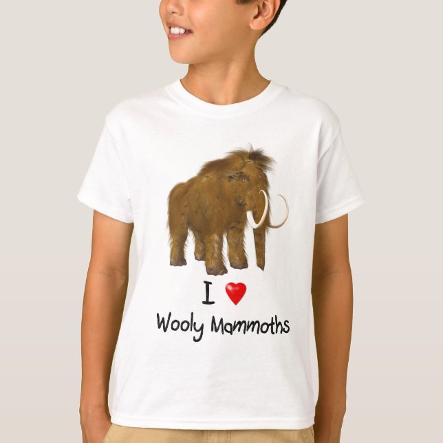 "I Liebe Wooly Mammoths" Wolle Mammoth T-Shirt (Vorderseite)