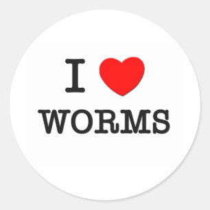 I LIEBE WORMS RUNDER AUFKLEBER