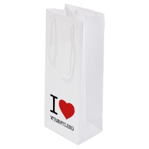 I LIEBE WRESTLING GESCHENKTÜTE FÜR WEINFLASCHEN