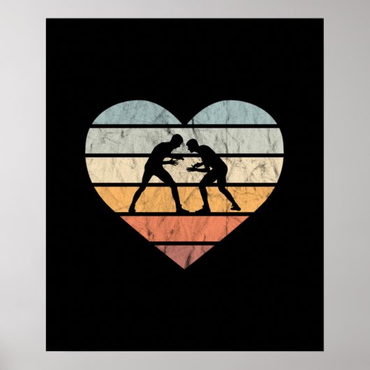 I Liebe Wrestling Retro Herz Poster (Vorne)