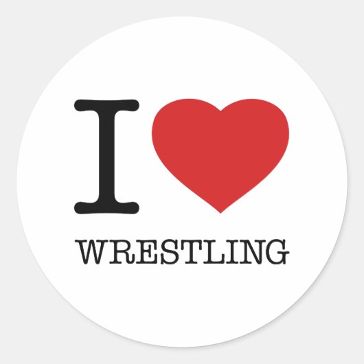 I LIEBE WRESTLING RUNDER AUFKLEBER (Vorderseite)