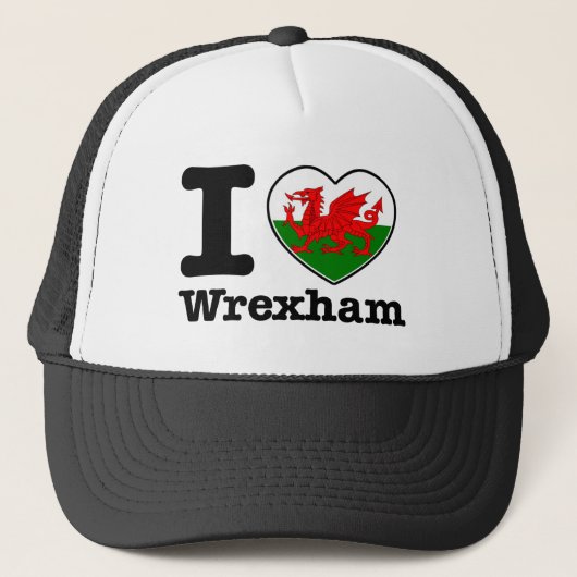 I Liebe Wrexham Truckerkappe (Vorderseite)