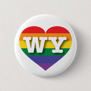 I Liebe Wyoming Gay Pride Rainbow Heart Button