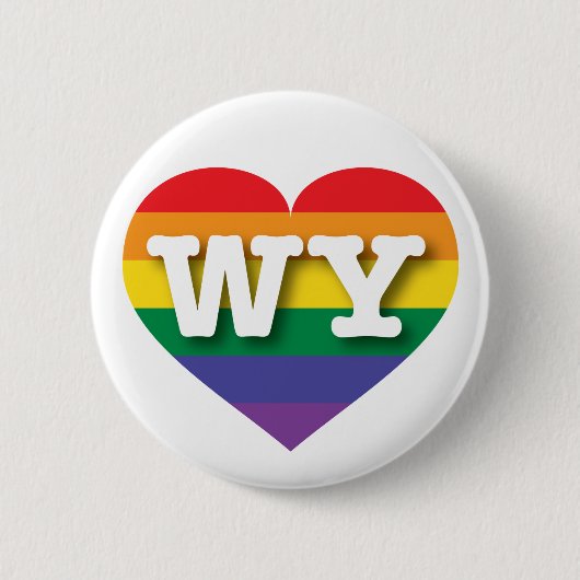 I Liebe Wyoming Gay Pride Rainbow Heart Button (Vorderseite)