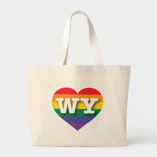I Liebe Wyoming Gay Pride Rainbow Heart Jumbo Stoffbeutel (Vorne)