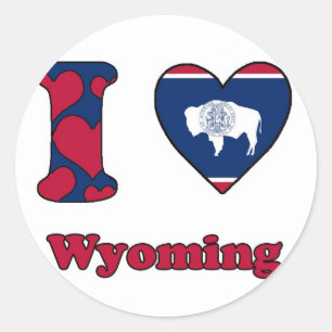 I Liebe Wyoming Runder Aufkleber