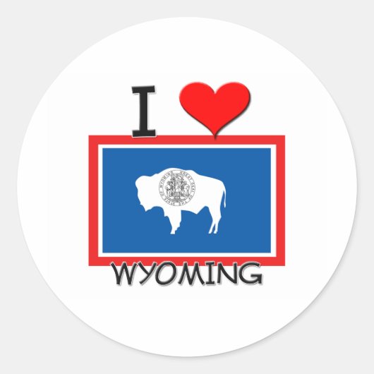 I Liebe Wyoming Runder Aufkleber (Vorderseite)