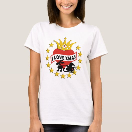 I LIEBE Xmas HEART & CROWN T-Shirt (Vorderseite)