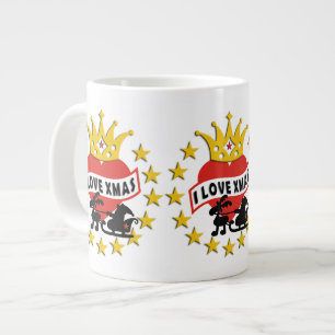 I LIEBE Xmas + Ihr Hintergrund Jumbo-Tasse