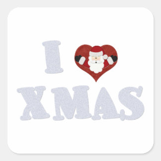 I Liebe Xmas Quadratischer Aufkleber