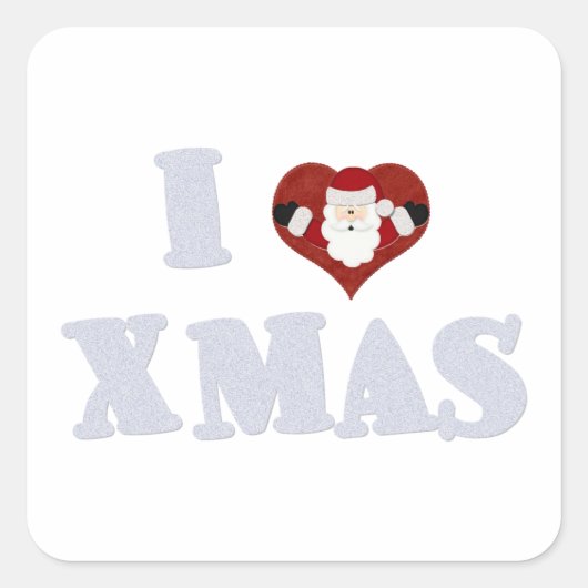 I Liebe Xmas Quadratischer Aufkleber (Vorderseite)