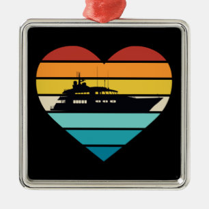 I Liebe Yacht Captain Ship Retro Sunset Ornament Aus Metall