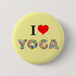 I Liebe Yoga I Heart Yoga Colorful Button