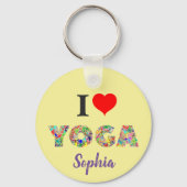 I Liebe Yoga | I Heart Yoga farbige Add Name Schlüsselanhänger (Rückseite)