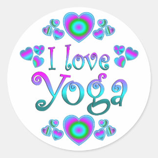 I Liebe Yoga Runder Aufkleber