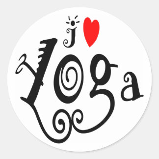 I Liebe Yoga Runder Aufkleber