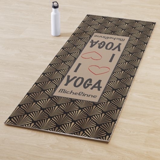 I Liebe YOGA-Skript Gold Art Deco Muster Monogramm Yogamatte (Beispiel)