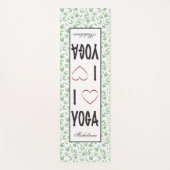 I Liebe YOGA-Skript Grüne Blätter Muster Monogramm Yogamatte (Vorderseite)