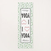 I Liebe YOGA-Skript Grüne Blätter Muster Monogramm Yogamatte (Rückseite)