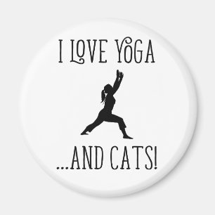I Liebe Yoga und Cats Black Letters Magnet