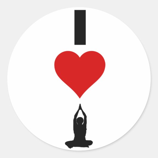 I Liebe Yoga (Vertikal) Runder Aufkleber (Vorderseite)