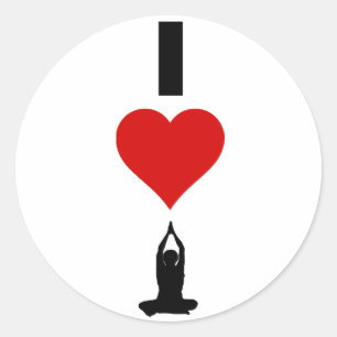 I Liebe-Yoga (vertikal) Runder Aufkleber