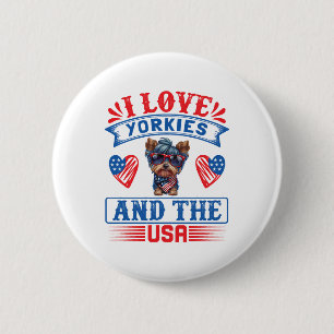 I Liebe Yorkies und USA 01 Button