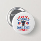 I Liebe Yorkies und USA 01 Button (Vorne & Hinten)