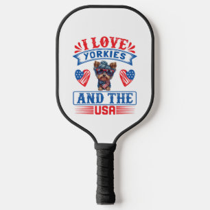 I Liebe Yorkies und USA 01 Pickleball Schläger