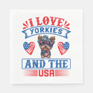 I Liebe Yorkies und USA 01 Serviette