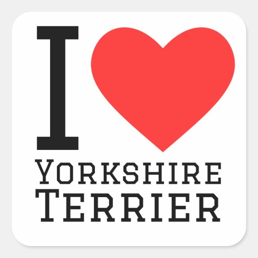 I Liebe Yorkshire Terrier Quadratischer Aufkleber (Vorderseite)