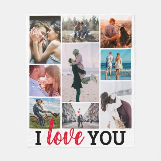 'I Liebe You' 9 FotoCollage Fleecedecke (Vorderseite)