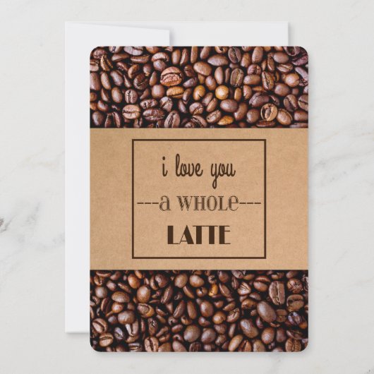 "I Liebe You a full latte" Kaffeeschlebe & Bohnen Einladung (Rückseite)
