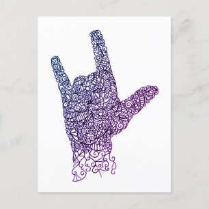 "I Liebe You" - American Sign Language Postcard Postkarte