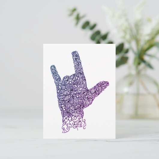 "I Liebe You" American Sign Language Postcard Postkarte (Stehend Vorderseite)