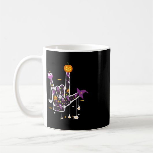 I Liebe You ASL Halloween Zeichensprache Halloween Kaffeetasse (Links)