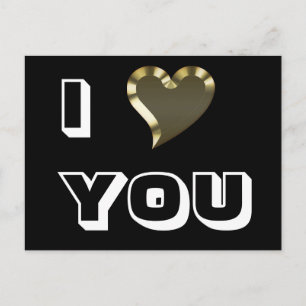 I Liebe You black gold heart moderne kühne Typogra Postkarte