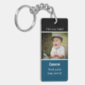 I Liebe you Blue Daddy Custom baby Foto Name Schlüsselanhänger (Vorderseite links)